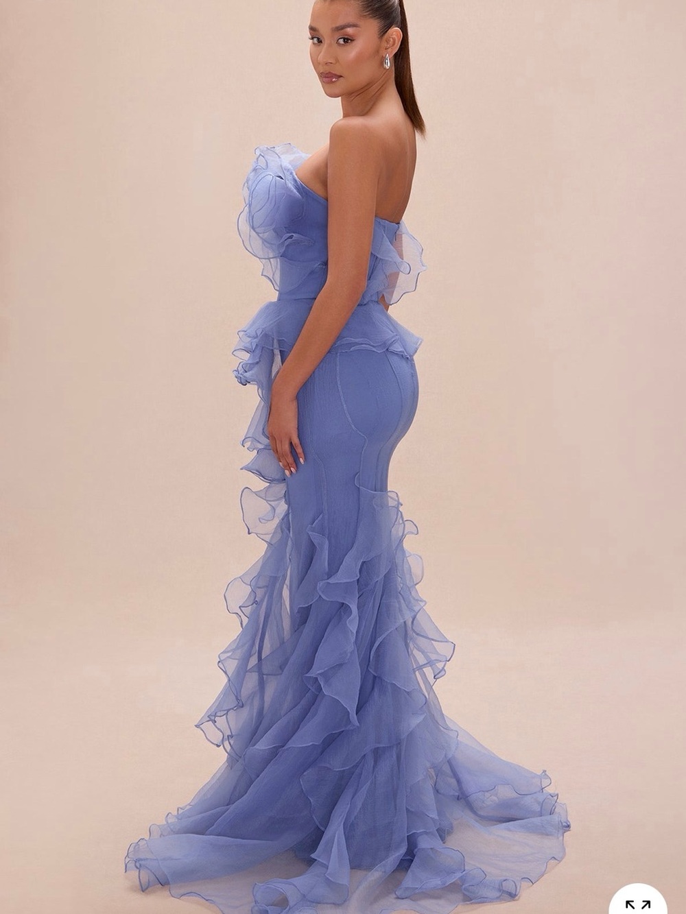 Fashion Nova Strapless Ruffled Mermaid Gown in Lavender